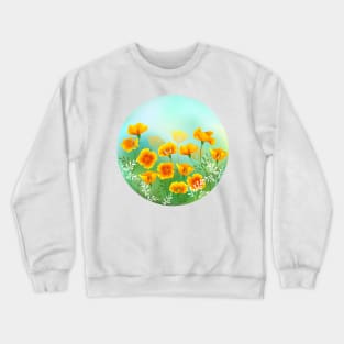 Round Picture with California Poppy Crewneck Sweatshirt